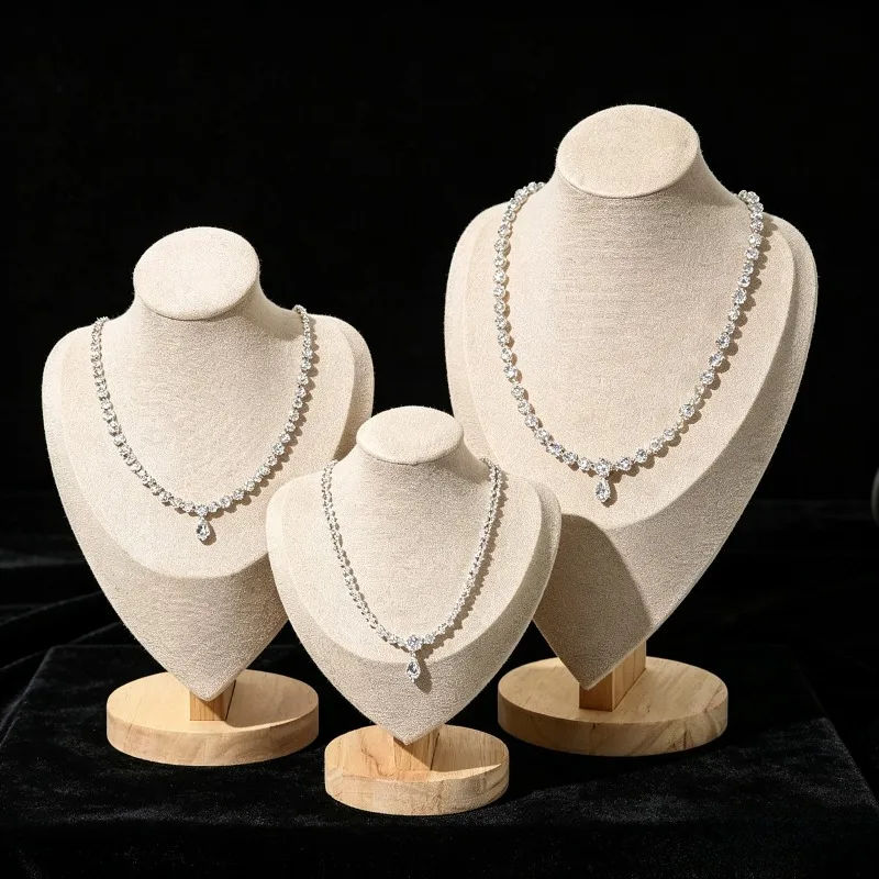 

1pc Wooden Necklace Display Stand, Mannequin Neck Bust Jewelry Holder for Shop Stall