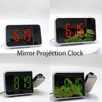 Bedroom Projection Alarm Clock, Projectionable, Silver Frame White Light/Silver Frame Red Light/Silver Frame Green Light, Suitable for Multiple Scenes, Convenient for Watching Time, Rotatable 180 Degrees