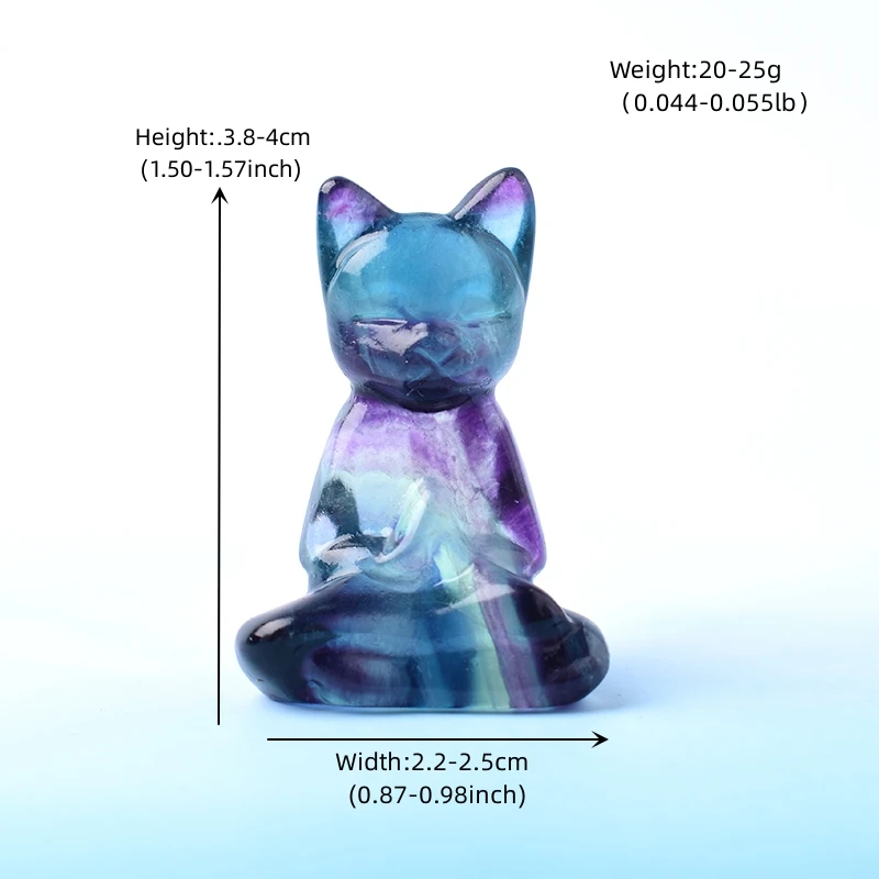 1PC Natural Fluorite Carving Cat Crystal Animals Figurine Reiki Healing Simple Ornaments For Home Tabletop Decoration Gift