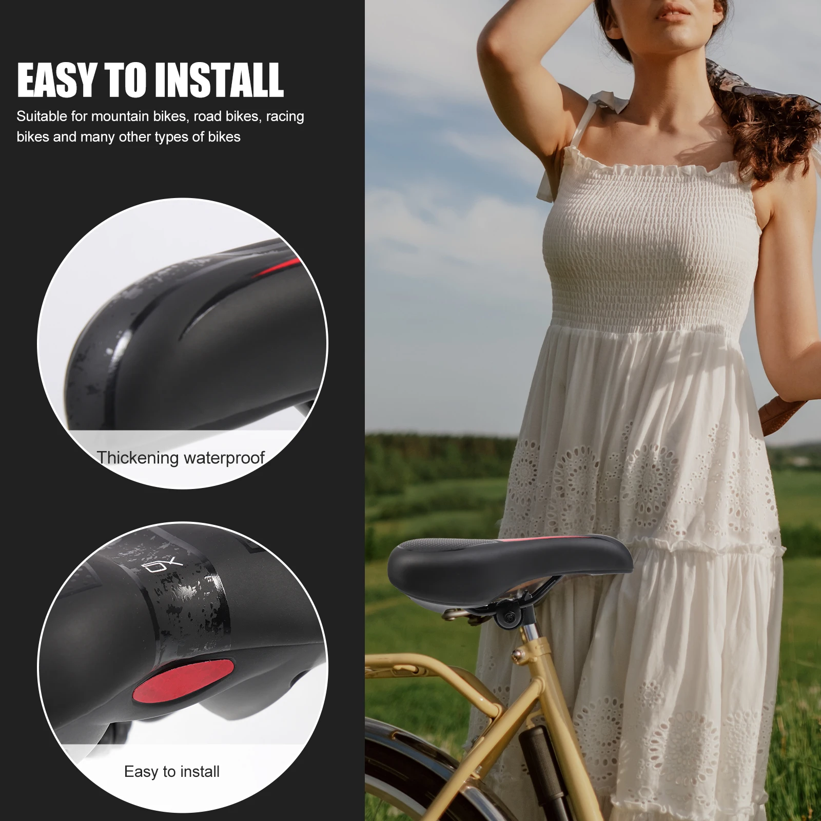 

Thickened Waterproof Bike Saddles Comfortable Cushions for Mountain Bikes Road Racing Seats Breathable Bicycle Parts Long