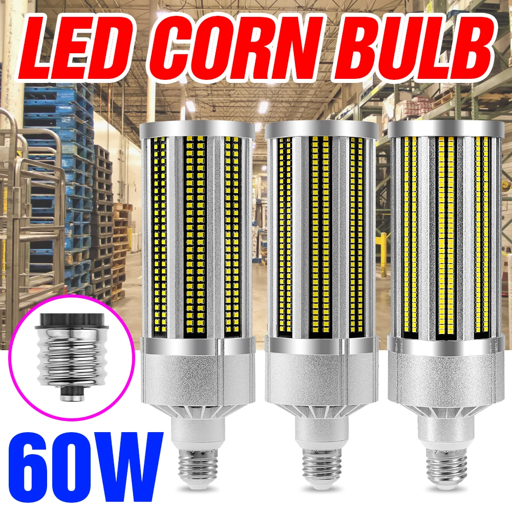 

E27 LED Corn Light Bulb High Bay Lamp 220V High Power Candel Lamp E39 LED Garage Light 110V Ceiling Bulb For Commercial Lighting