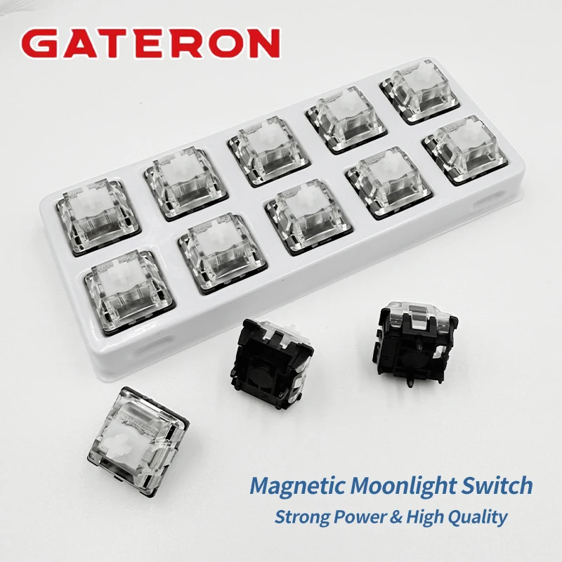 

GATERON Magnetic Moonlight switch HE, Linear, Freely setting pre-travel, Hall Sensor RT SOCD for Magnetic Keyboard Gaming Office