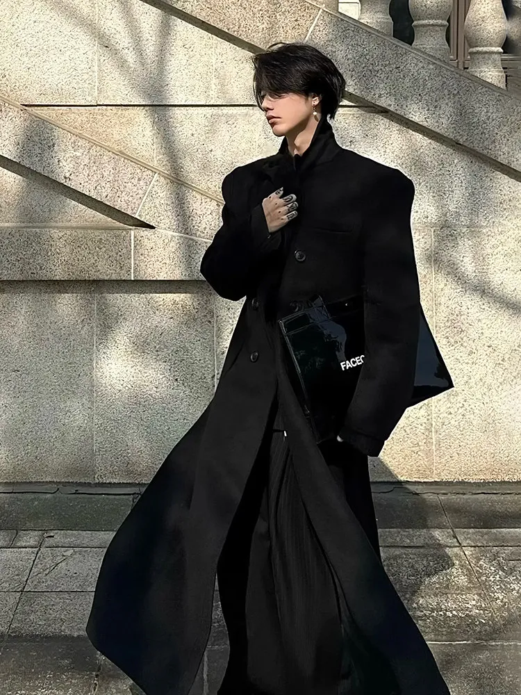 

Мужское пальто-тренч XL, приталенное, черное, однобортное, в британском стиле, для осенних мероприятий, элегантное, качественное, модное, из вощеной ткани