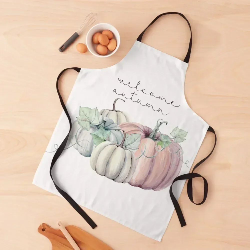 

4 pumpkins welcome autumn Apron Women's Kitchen Woman Kitchen Costume Waiter Woman Work Apron