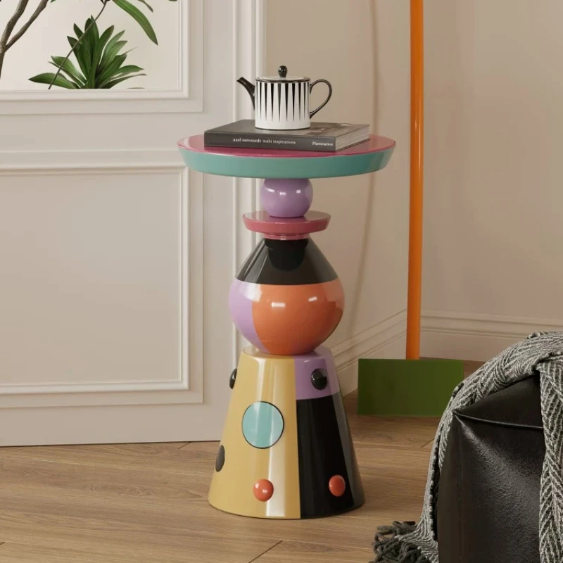 Modern Dopamine Side Table Irregular Living Room Sofa Corner Side Table Orange Flower Nightstand Beistelltisch Funky Furniture