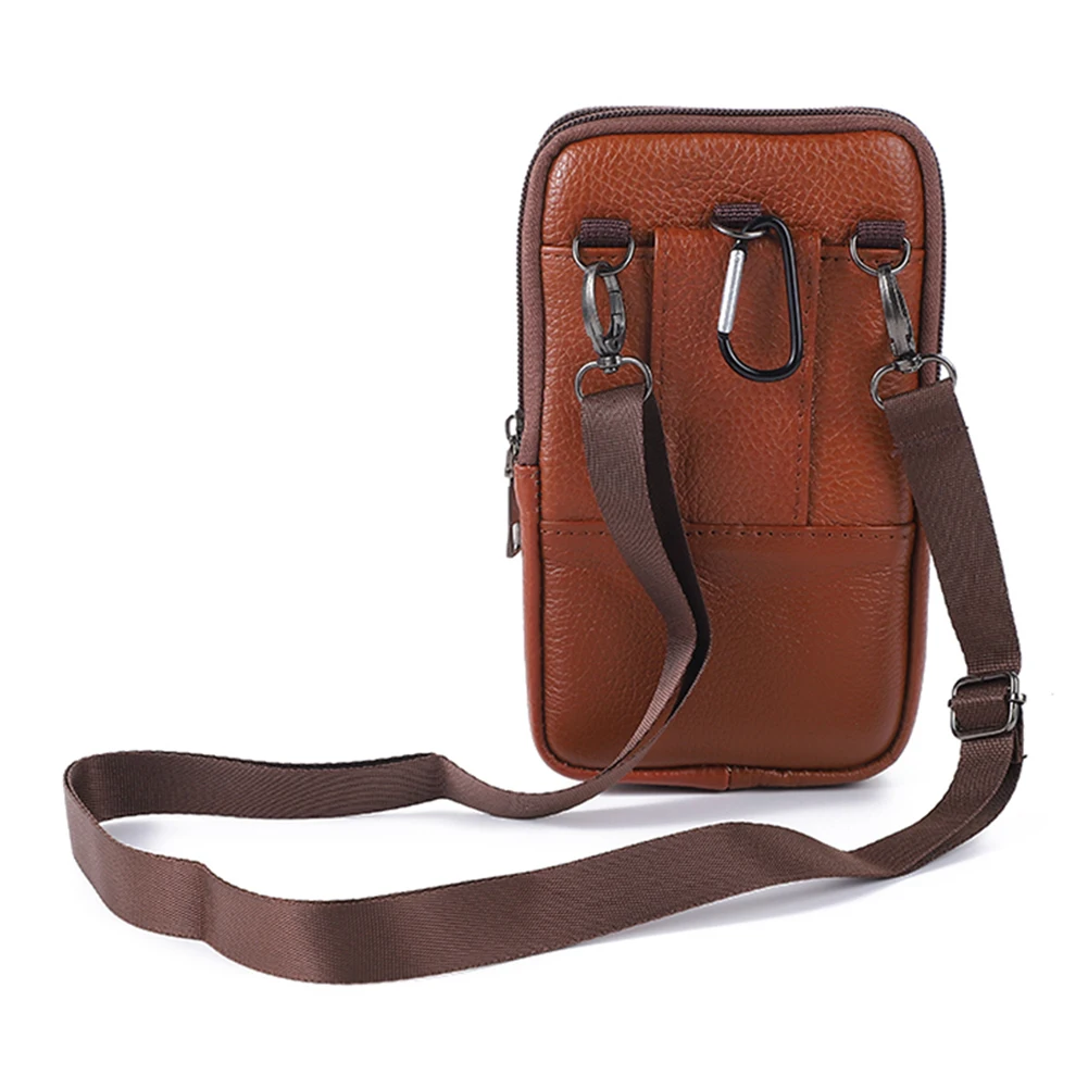 Portable Belt Waist Pack Cowhide Leather Belt Pouch Purse Fashion Simple Multi-pockets Casual for Outdoor Sport