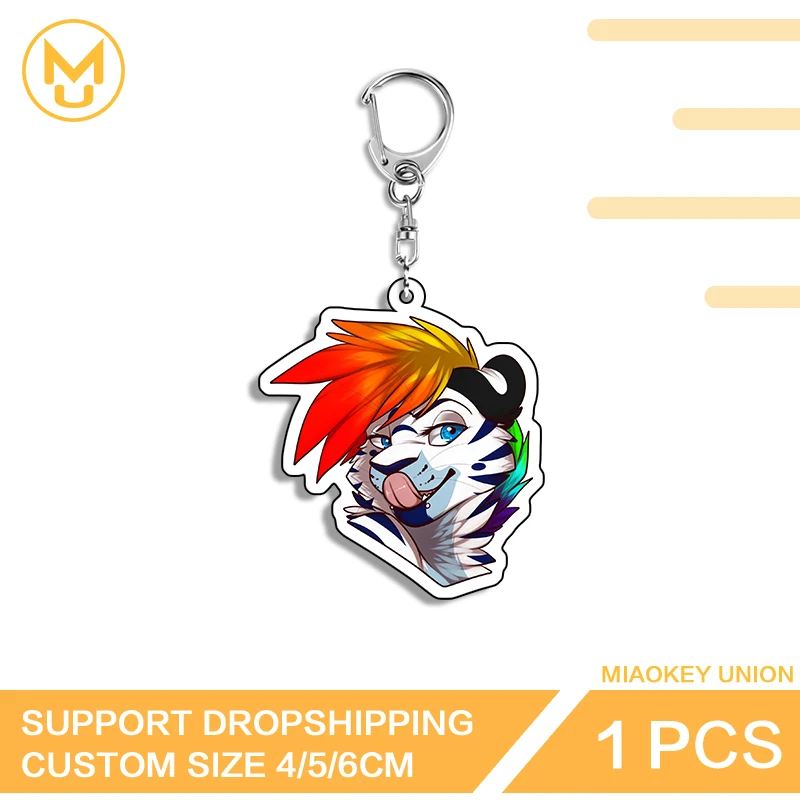 Furry Lovely Colorful Fashion Artistic Eye Catching Double Sided Acrylic Keychain Hot Selling Anime Jewelry Accessories Gifts