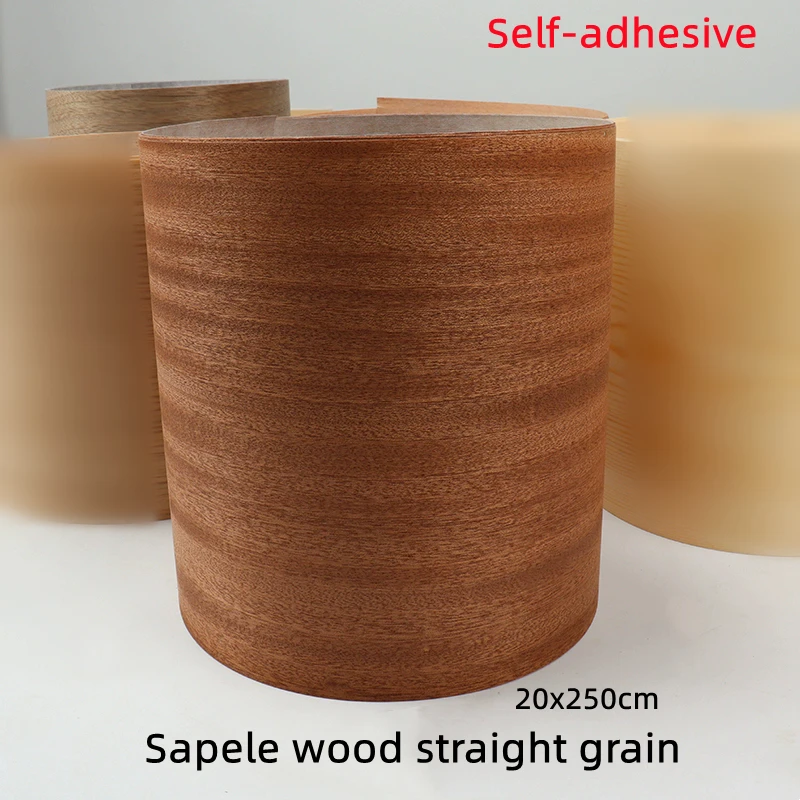 Self-adhesive Natural Wood Veneer for Furniture DIY Cupboard Door Repair, Walnut Sapele Grain Furniture Veneer 20*250cm（W*L）