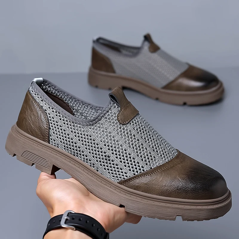 Summer Men\'s Hollow Mesh Shoes Breathable Trendy Beach Outdoor Camping Shoes Fashion Casual Shoes Non Slip size：38-44