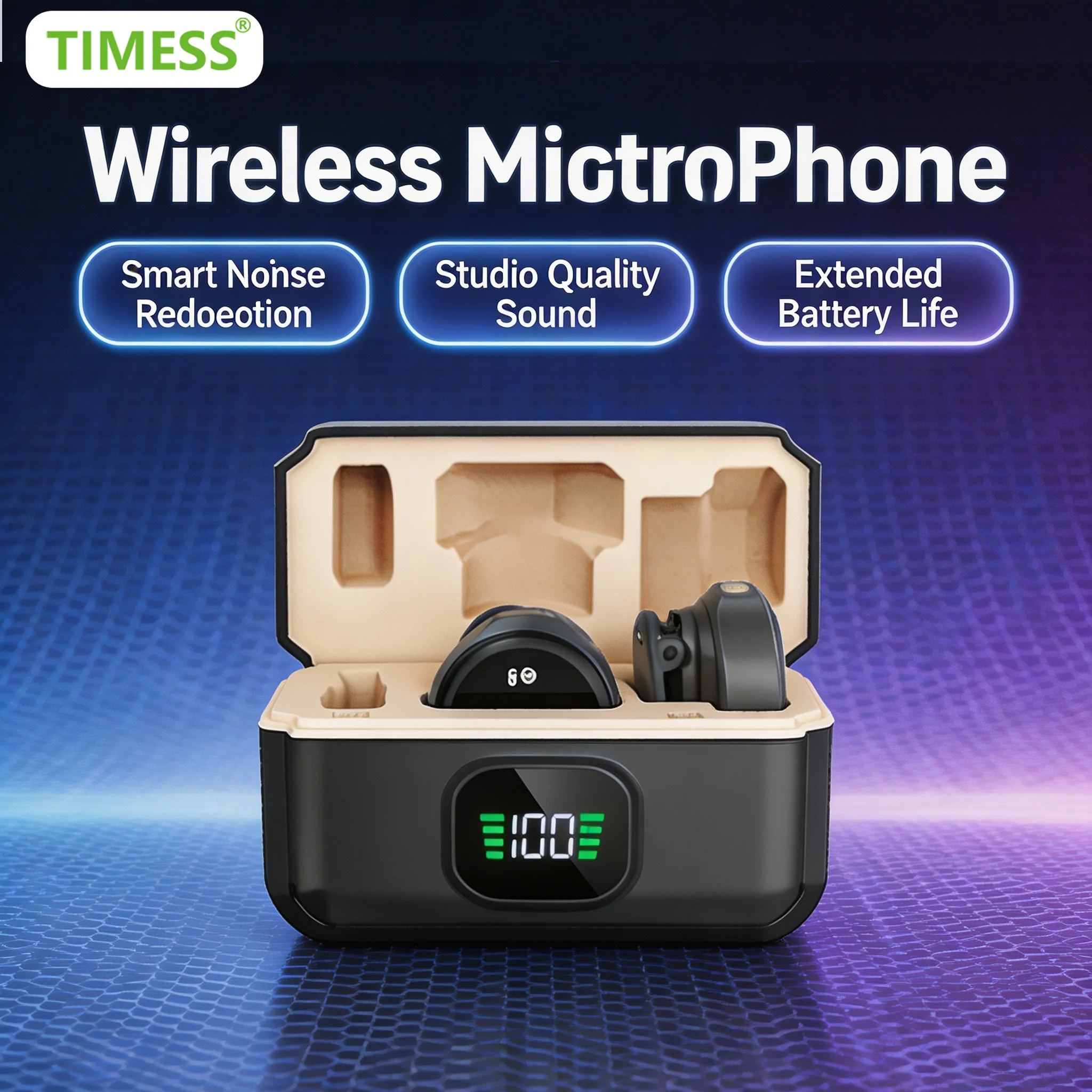 TIMESS Wireless Lavalier Lapel Microphone Android Type-C Phone Live Game Recording Interview with Magnetic Clip For Samsung
