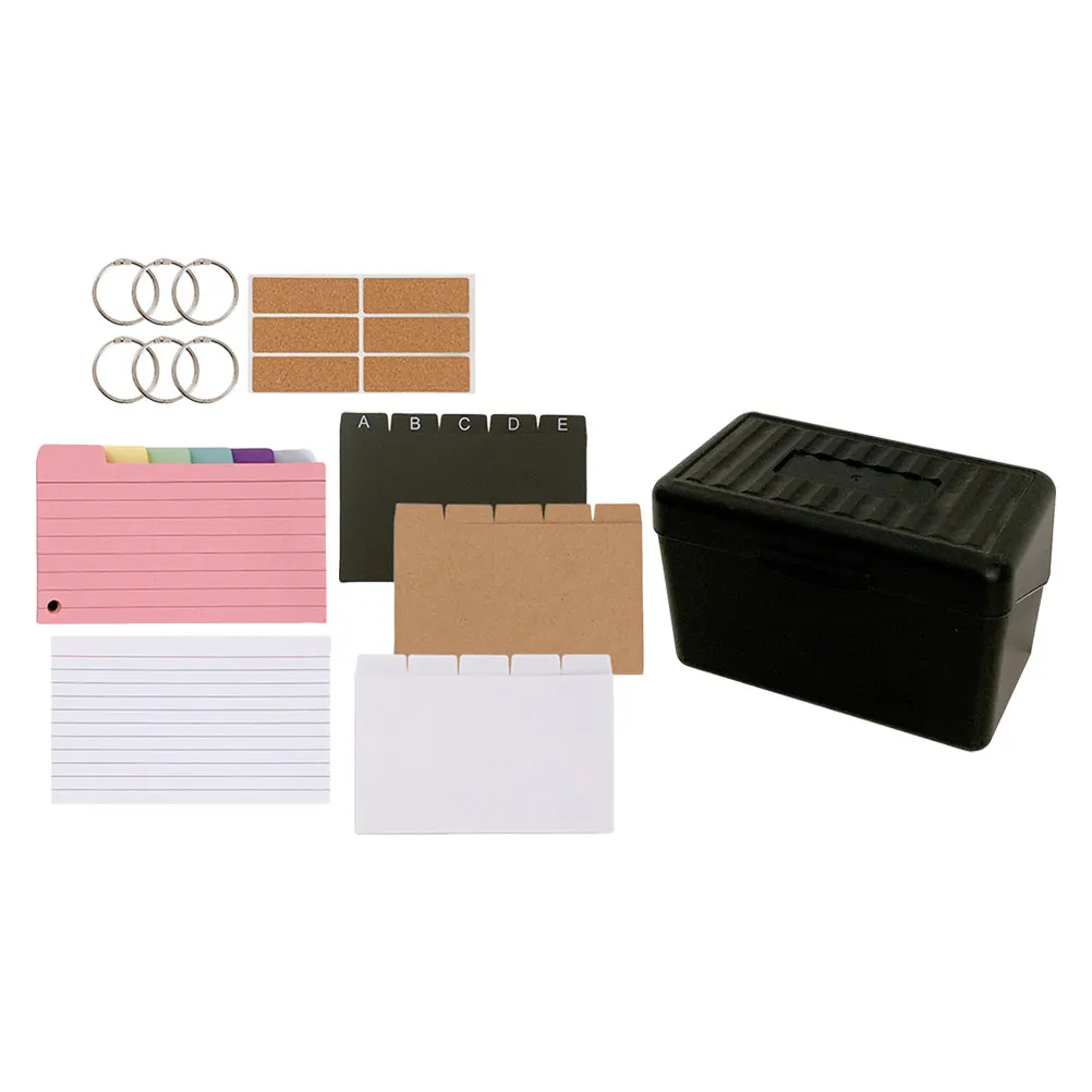 

Index Card Set Case 6 Colorful Cards Lined Notepads Ink Resistant Paper Study Office Note Taking Plastic Card Case Storage Box