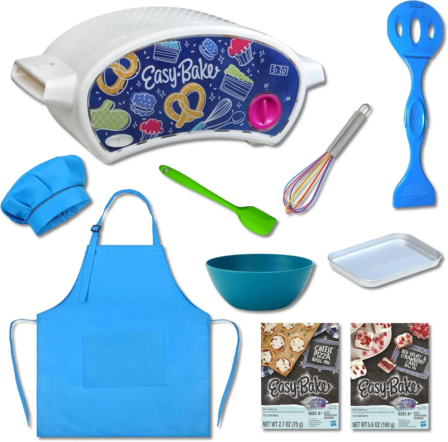 Baking Oven Bundle For Kids With 10 Items - Oven, 2 Refill Mixes, Apron, Hat, Bowl, Spatula, Whisk