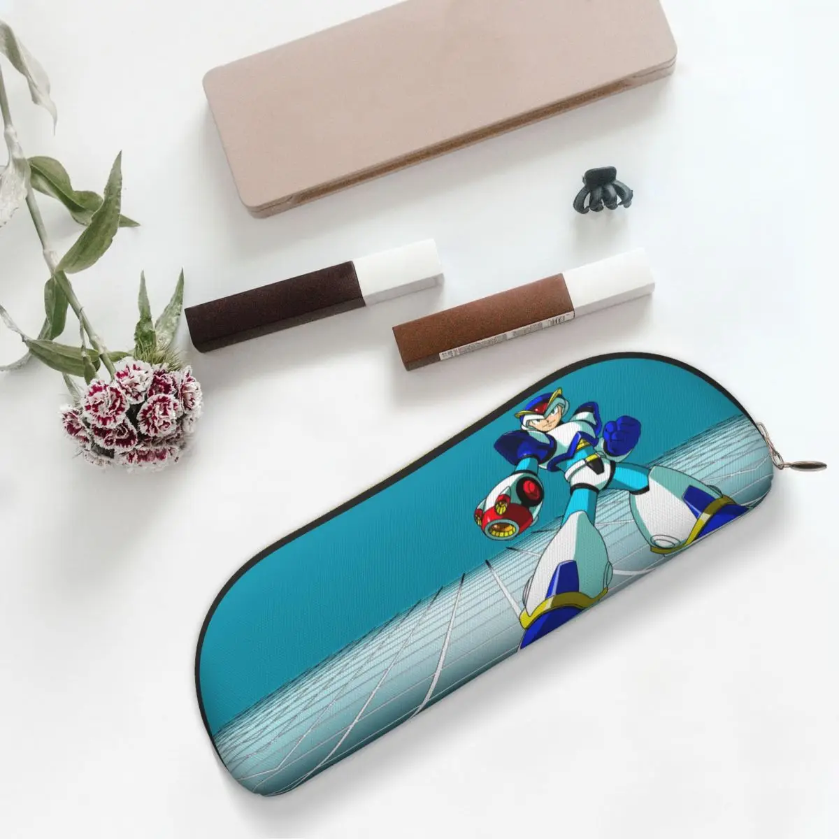 

Megaman Video Game Mega Man Pencil Case Pen Holder Storage Stationery Supplies Big Capacity Pen Box Pencil Bag for Boy Girl