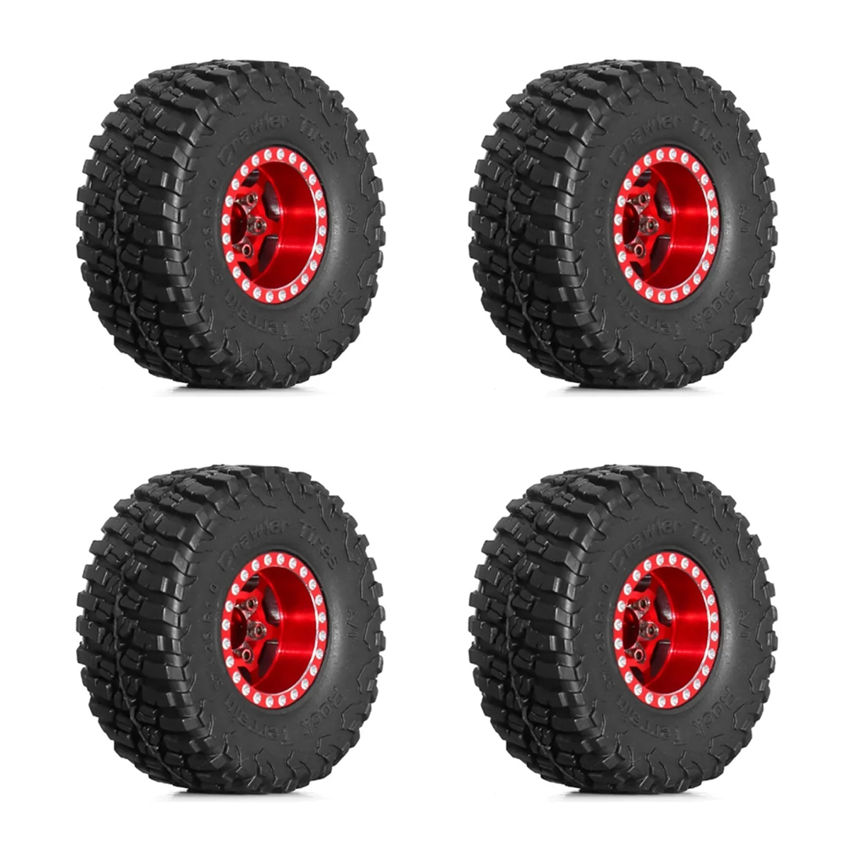 1 Inch Metal Wheels with Tires Upgrade Hub Tyre Set for 1/18 RC Crawler Car TRX4-M SCX24 FMS