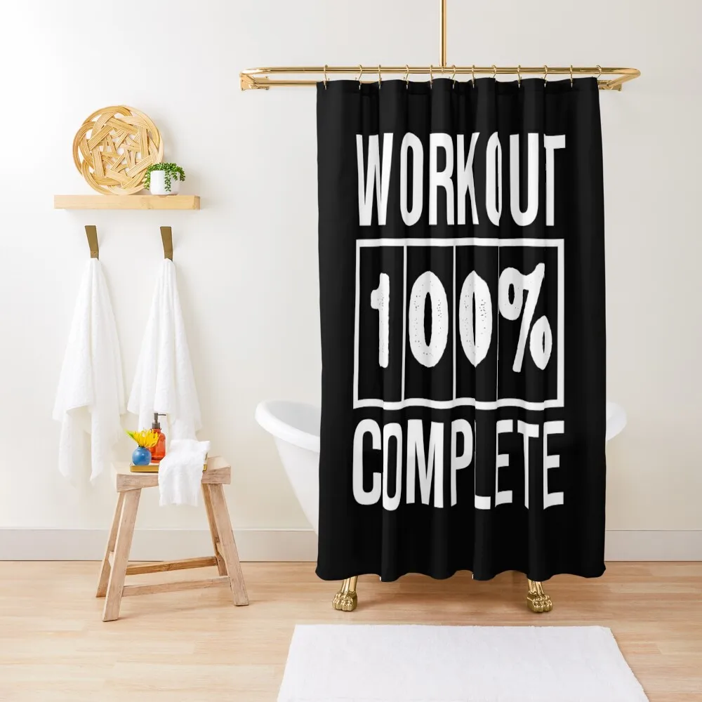 Workout 100% Complete-workout-gym-fitness-exercise-funny Shower Curtain Bathtub Cute Shower Shower Bath Curtain