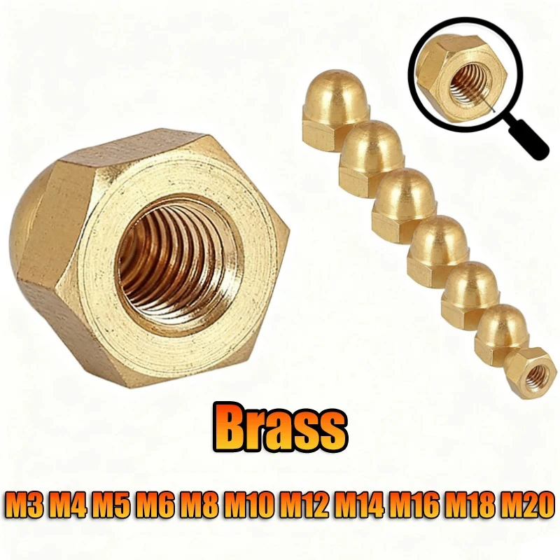 DIN1587 Brass Acorn Nut M3 To M20 Dome Head Hex Decorative Cap Nut Semicircle Cover Fastener