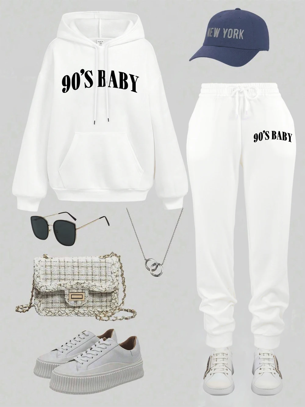 2 قطعة هوديس مجموعة المرأة 90'S الطفل الوردي إلكتروني الطباعة Sweatpantswinter فضفاض الصوف بناطيل تدفئة هودي ملابس رياضية جيب