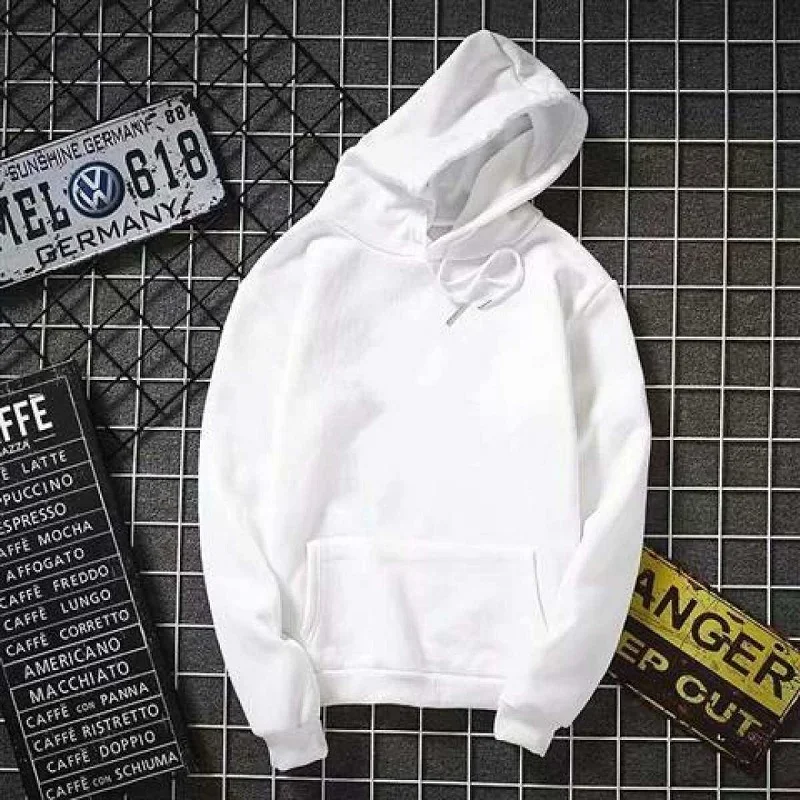 White Hoodies Men Women Autumn Long Sleeve Pullover Tops Unisex Casual Pocket Hoodies Unisex Outer Loose Sport Wear