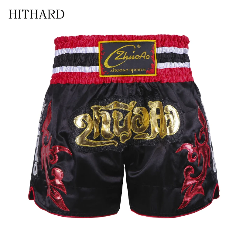 

Thai Boxing Shorts Embroidery Muay Thai Shorts Men Women Child Boy Girl Training Contest Gym Fight Wear Grappling Sparring Pants