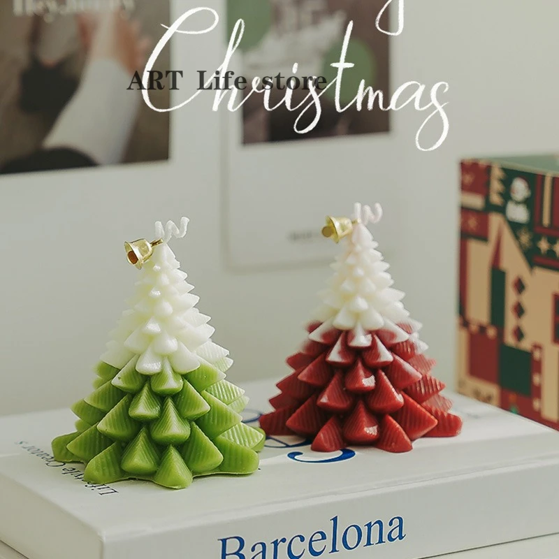 Tower Christmas Tree Silicone Candle Mold Christmas Atmosphere Decorative Crafts Resin Plaster Mold Diy Soap Making Holiday Gift