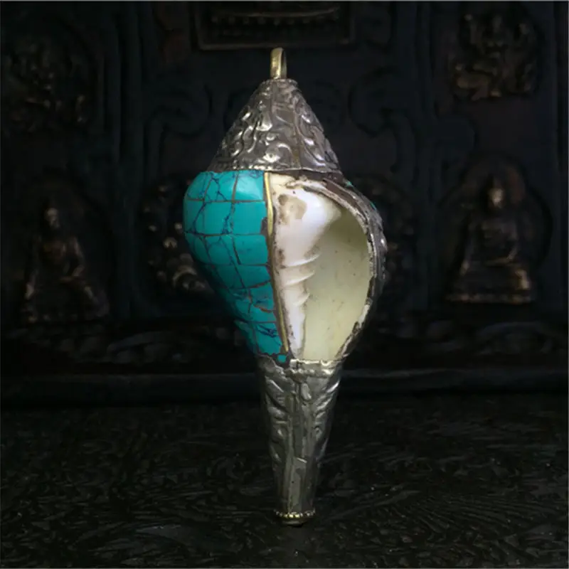 Tibetan Amulet Six Words Mantras Flower Seashell Amulet Pendants for Man TBC846