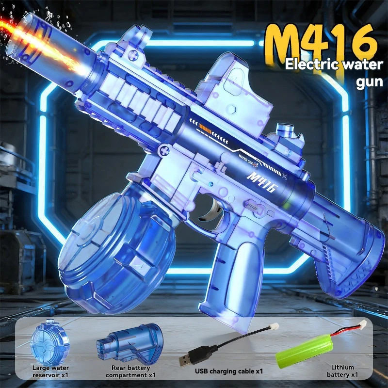 2026 Explosion Flash M416 Children's Electric Water Gun Toy Electric Continuous Launch Linkage Return Chamber Outdoor Water Spra image 6
