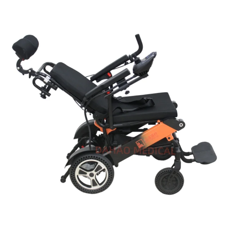 Electric Folding Adjustable High Backrest Wheelchair for Elderly Cerebral Palsy Patients Comfortable Supportive Mobility Aid