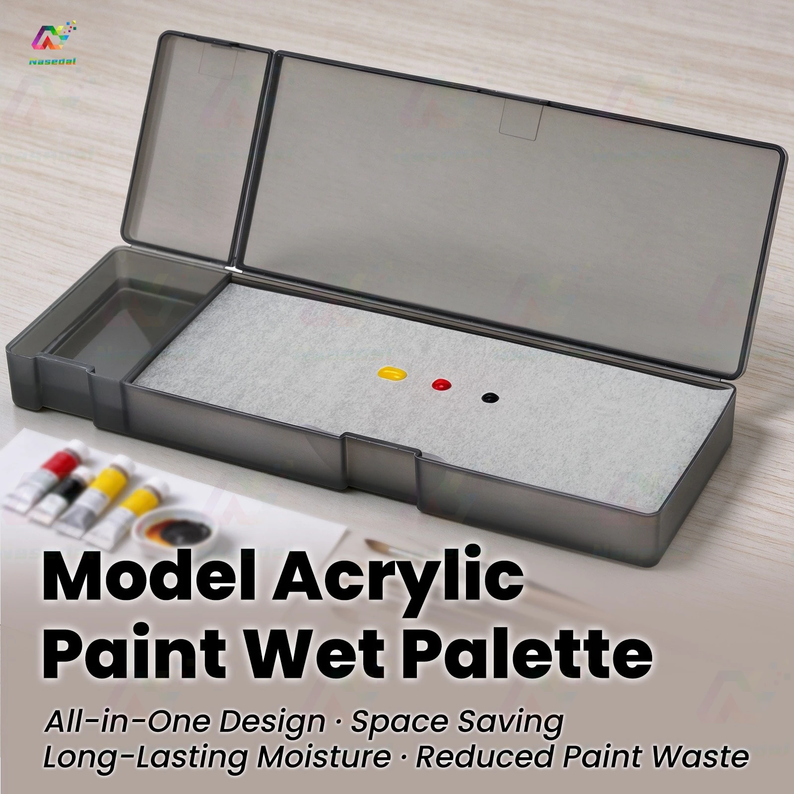Nasedal Portable Wet Palette for Gundam Models Coloring Acrylic Paint Tray Water-based Paint Holder Moisturizing Hobby DIY Tools