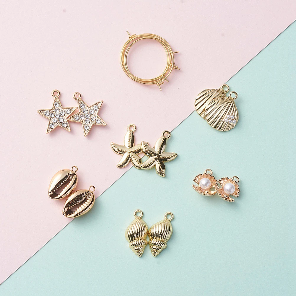 24pcs Sea Style Earring Pendants Assorted Diy Jewelry Accessories Loop Drop Decorative Charms For Key Gift