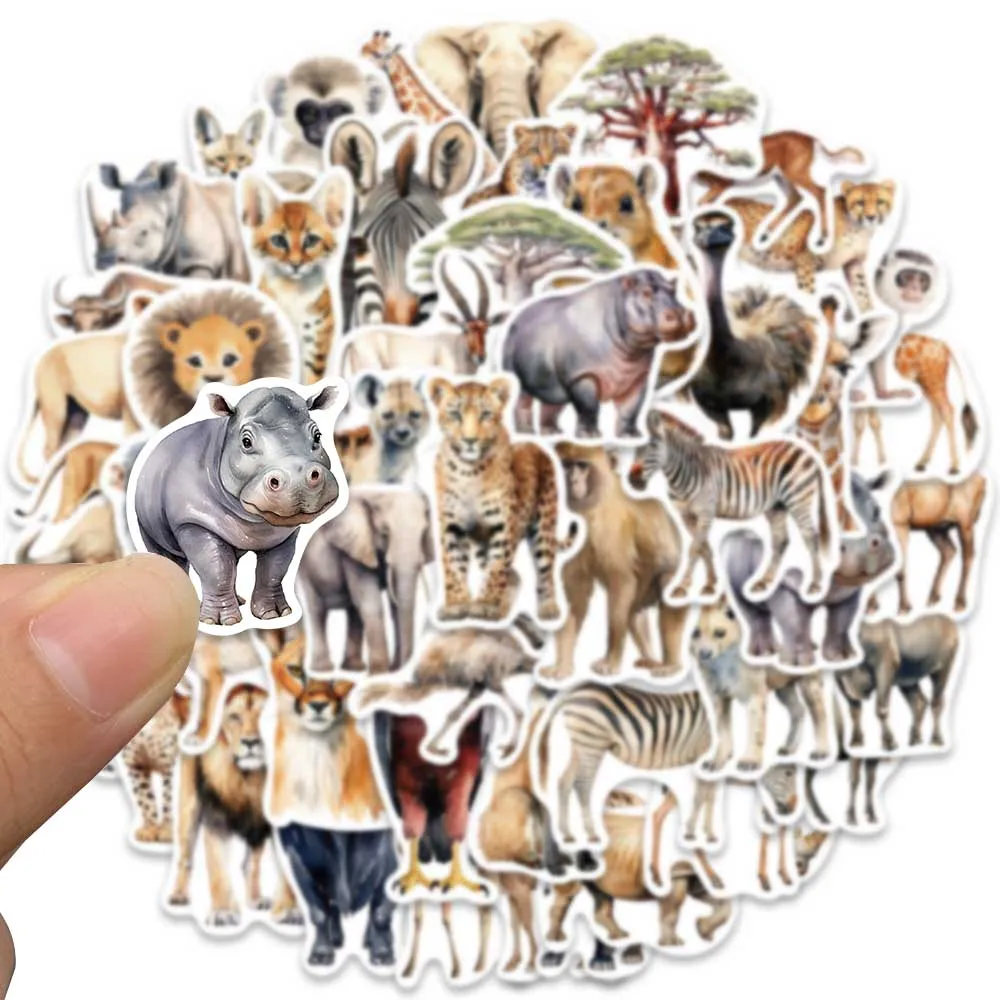 50pcs Vinyl Laptop Decals Cute Cartoon Africa Wild Animals Stickers For Luggage Guitar Skateboard Diary Waterproof Graffiti