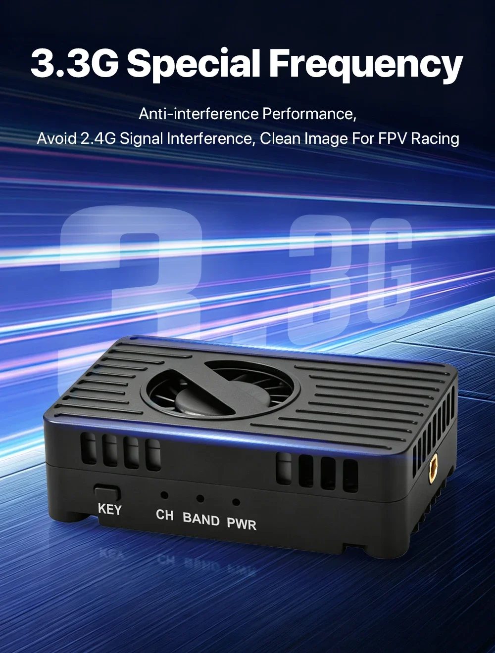 Foxeer Reaper 3.3G 4W VTX 40CH Adjustable Power Built-in Cooling Fan Tramp Control 9-36V Wide Voltage FPV Long Range Transmitter