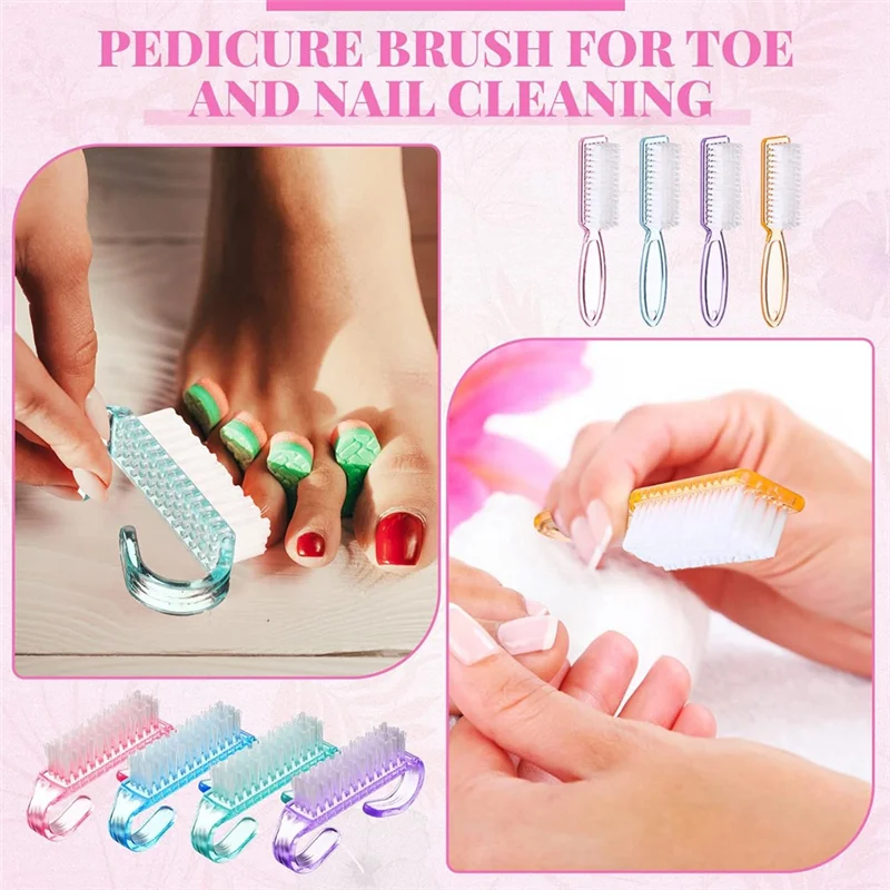 A47F-24개 손잡이형 손톱 브러쉬 다채로운 손톱 세척기 손톱 브러쉬 손발톱 세척 브러쉬