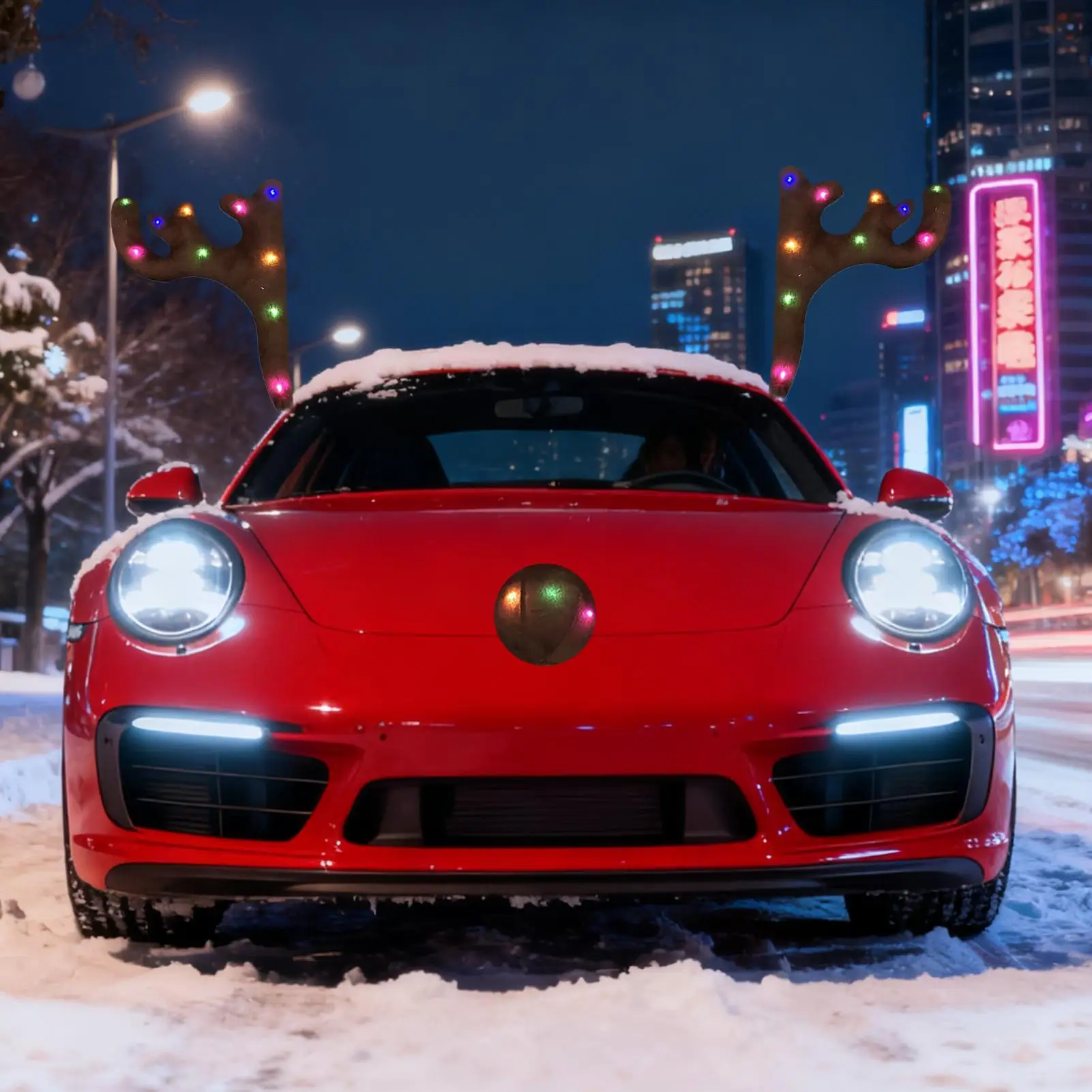 

Reindeer Antlers Car Decoration Christmas Lighted Auto Exterior Decor Festive Modification Car Roof For SUVs Trucks RVs Sedans