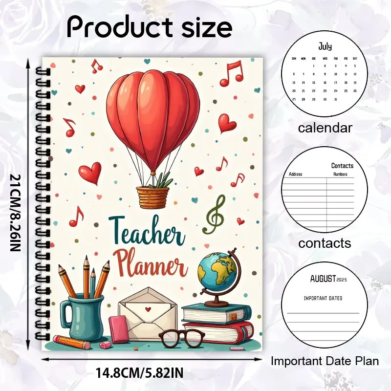 2025-2026 كتاب خطة المعلم، شهريًا، قائانات وجدول الأعمال الأسبوعية، مناسبة في المكاتب والمدارس والاستخدام اليومي للحياة اليومية #2