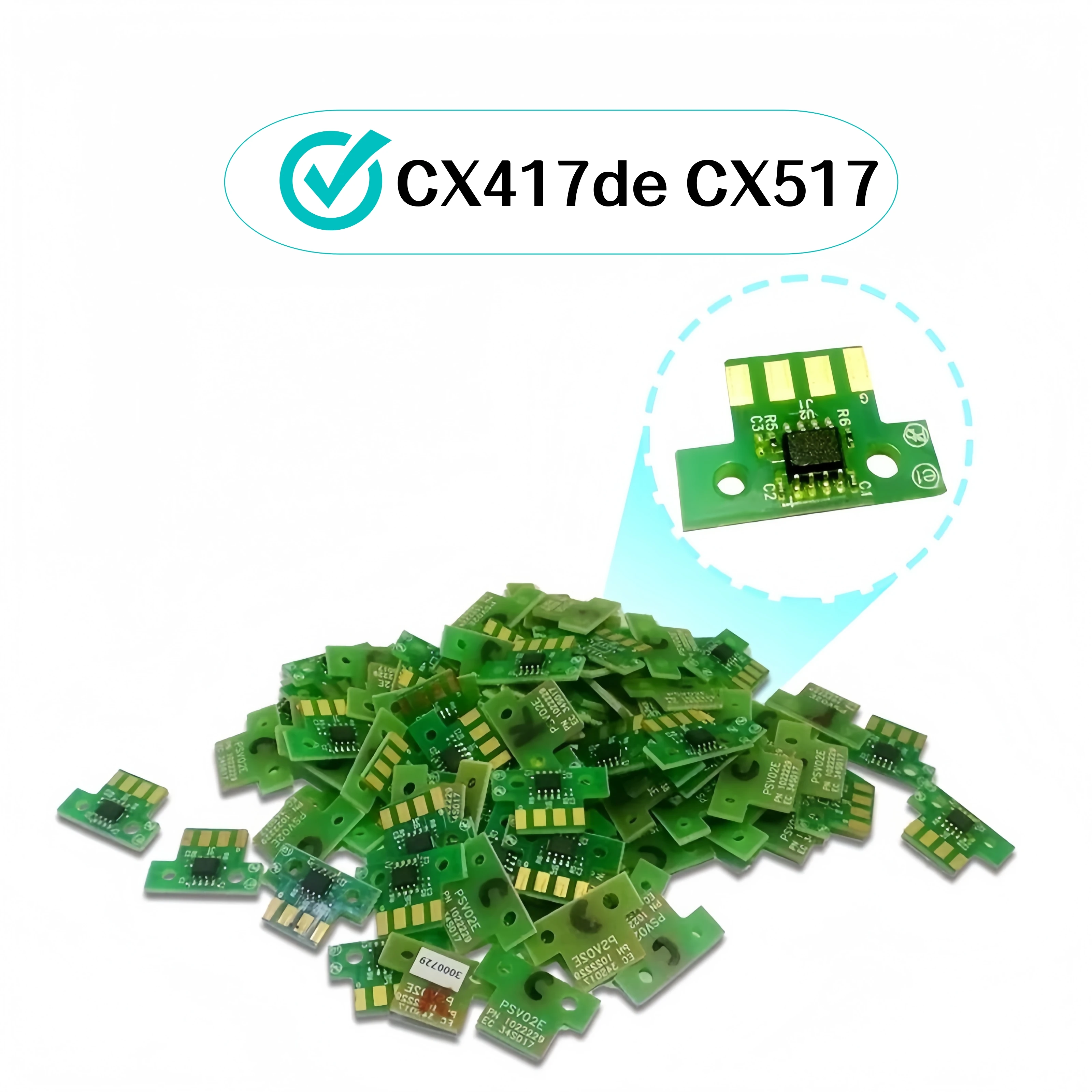 1set CX417de CX517 EUR Chip For Lexmark CS317 CS317dn Printer CS417 CS417dn CS517 CX317 CX317dn Toner cartridge Chip