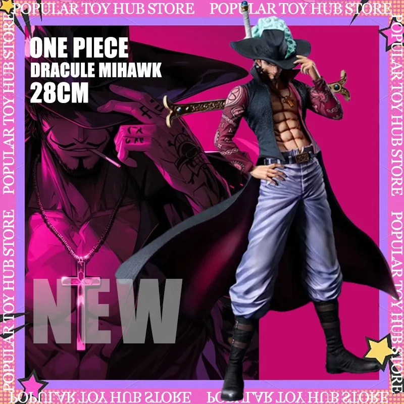 

New 28cm ONE PIECE Anime Figures Dracule Mihawk Figures Eagle Eye Display PVC Model Statue Collectible Decoration Boys Toy Gifts