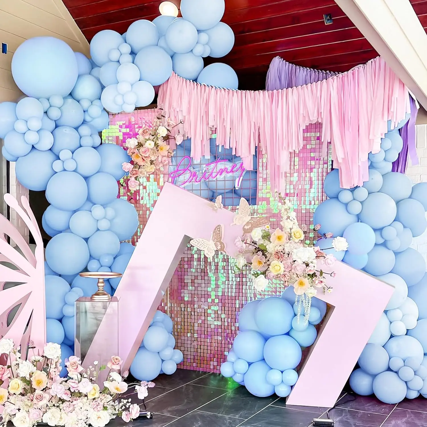 مجموعة بالونات لاتكس زرقاء مكونة من 134 قطعة مناسبة لحفلات أعياد الميلاد وحفلات الزفاف وحفلات عيد الحب #5