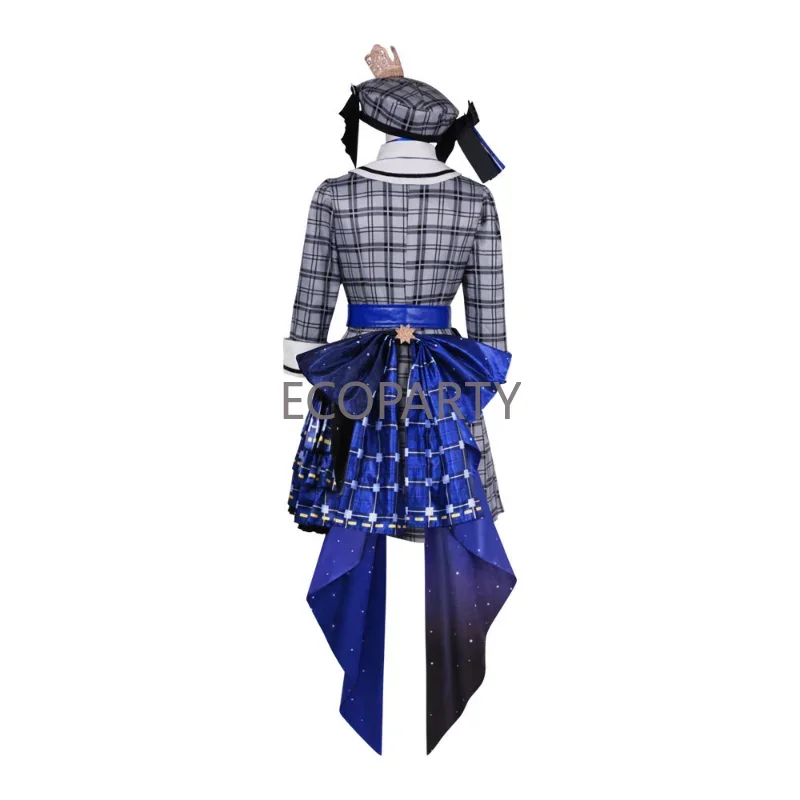 2023 New Virtual Idol Hoshimachi Suisei Cosplay Plaid Singing Dress COS Dress 14 Piece Set High Quality Cosplay Costume Women