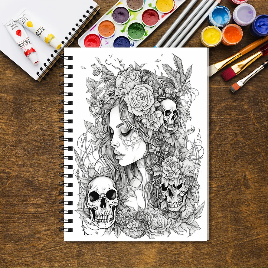 Stitched Ladies Adult Coloring Book - 8.3x 11.2 Inch 32 Page Coloring Book - Helps Reduce Stress and Ease Emotions