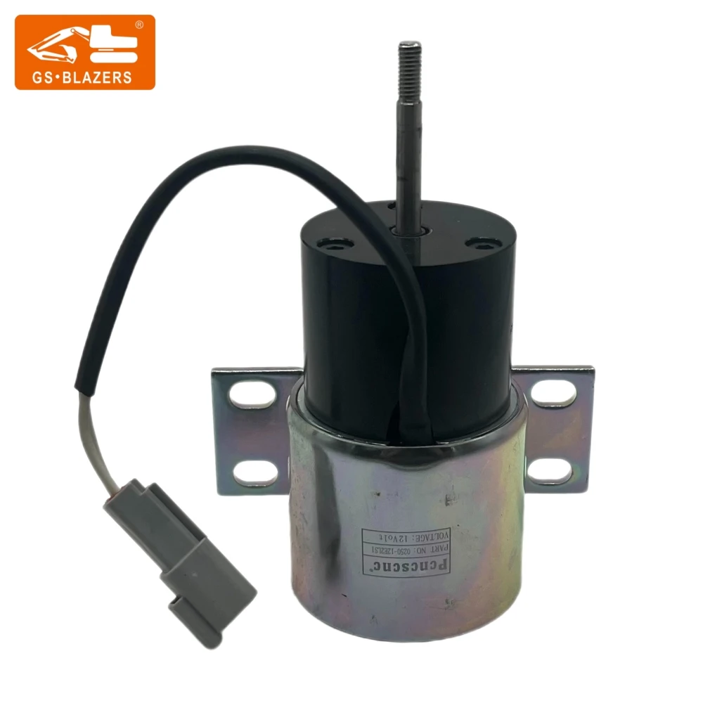 Excavator Fuel Stop Flameout Solenoid Valve 0250-12E2LS1 for WOODWARD 12V Excavator Parts