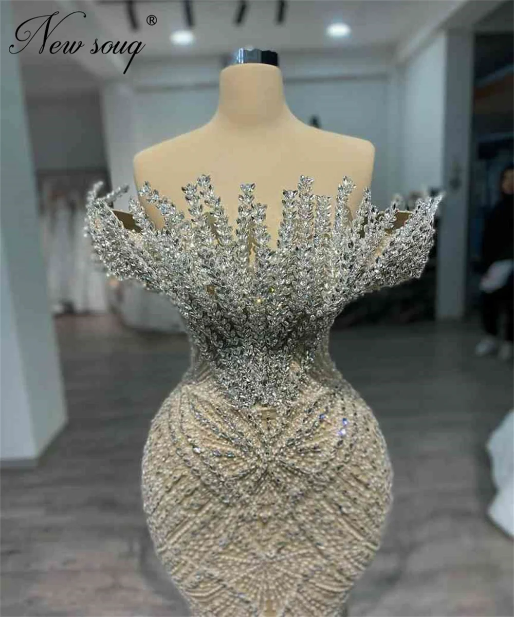 فساتين سهرة أنيقة مطرزة باللون الشامبانيا بدون أكتاف للحفلات الراقصة مع تنورة لحفلات الزفاف VestidosDe Cóctel مخصصة