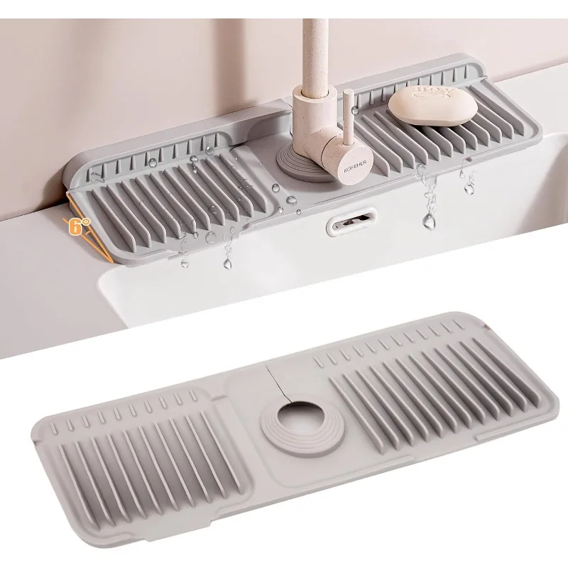 Kitchen Silicone Faucet Splash Mat Foldable Faucet Water Catcher Mat Sink Splash Pad Countertop Protector for Kitchen Bathroom