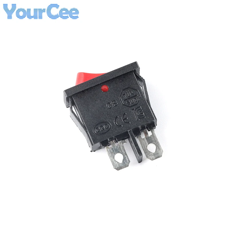 5Pcs KCD1-110 Mini Thin Flat Rocker Switch 2 Pin Red Black 9.5*21MM Boat Snap-in Instrument Small Switch 6A/250V 10A/125V AC