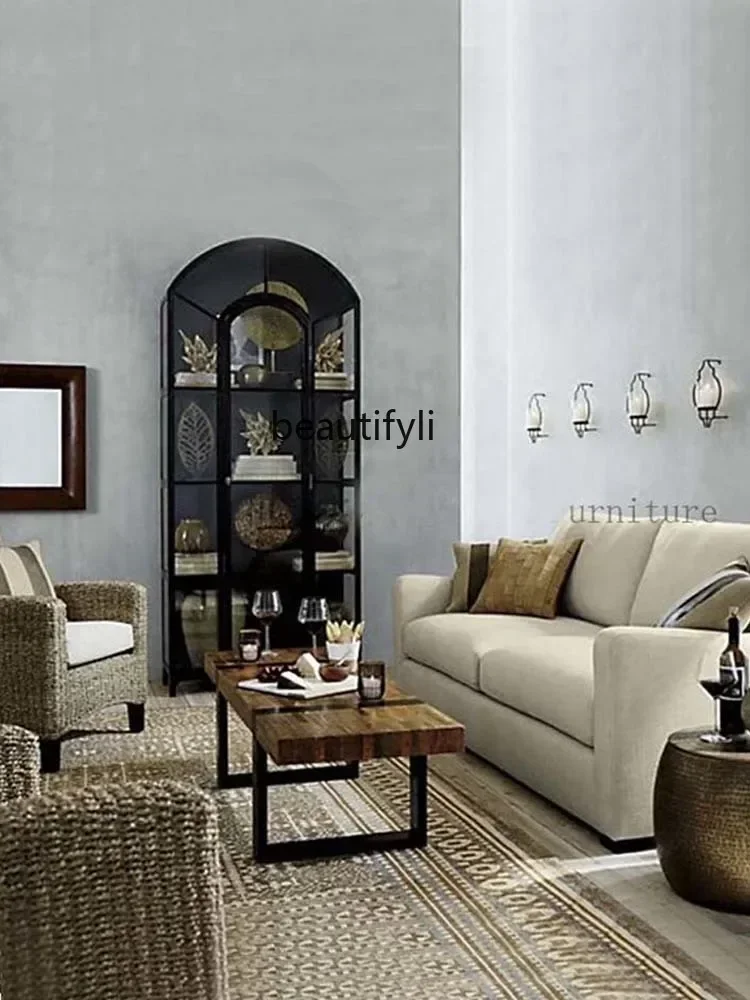 178 미국식 원목 유리 와인 캐비닛 사이드보드 캐비닛 완벽한 수납 전시 캐비닛 라이트 럭셔리 벽 책장