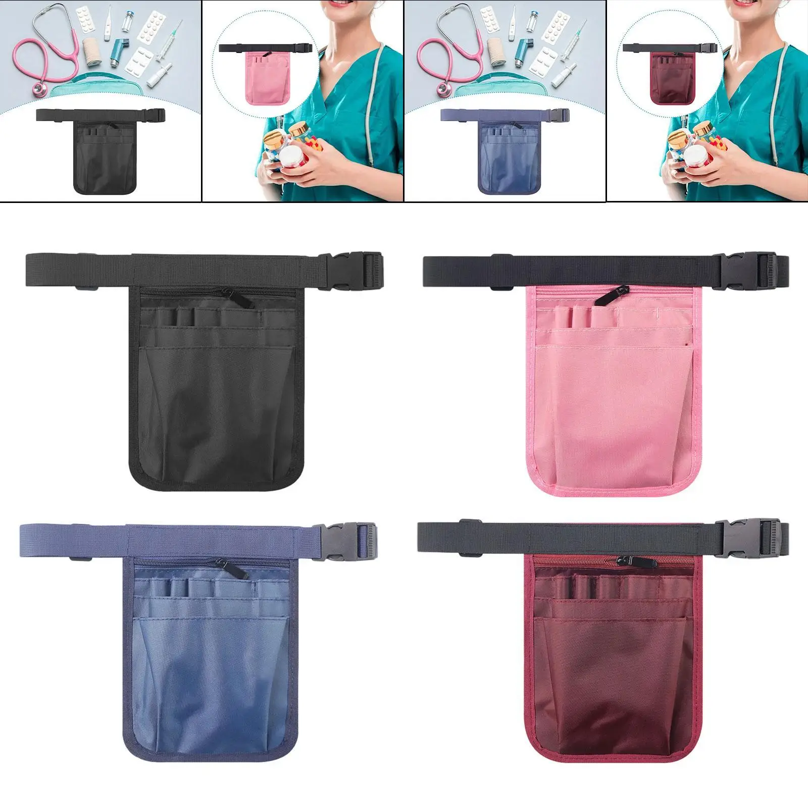 Nurse Fanny Pack Storage Organizer PVC Material Hip Bag with Compartments for Medical and Office Settings