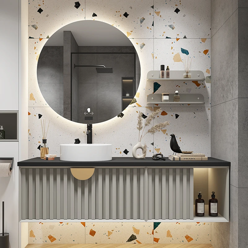 

Bathroom cabinet is light and luxurious, intelligent basin and slate washstand bathroom on the table.