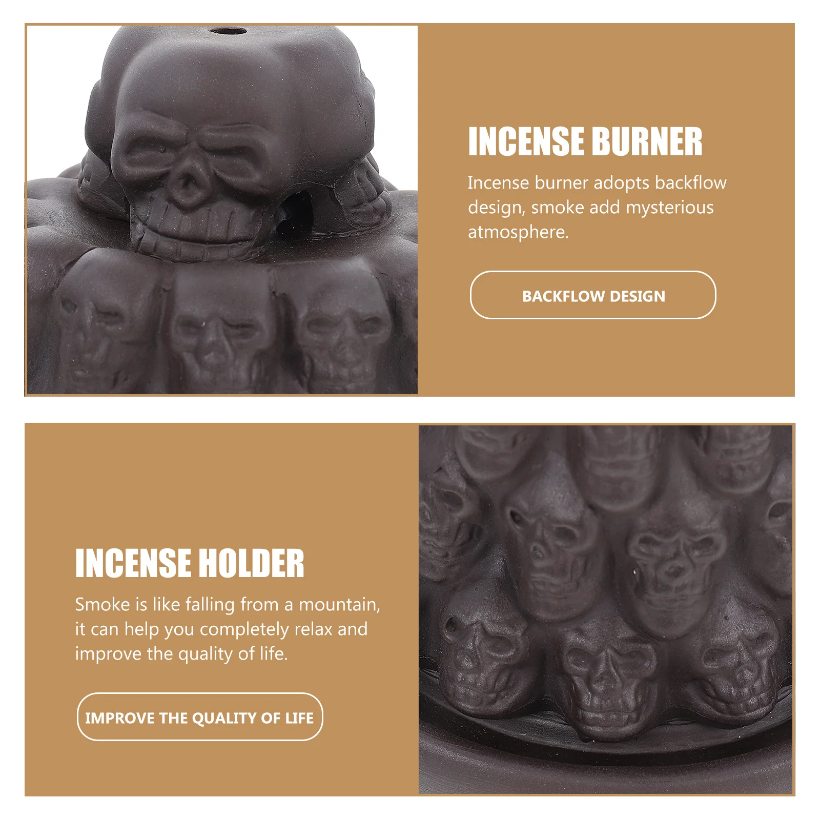 

Skull shaped Censer Ceramic Incense Holder Aromatherapy nament Home Decoration Bedroom Incense Burner Stress Relief Relaxation