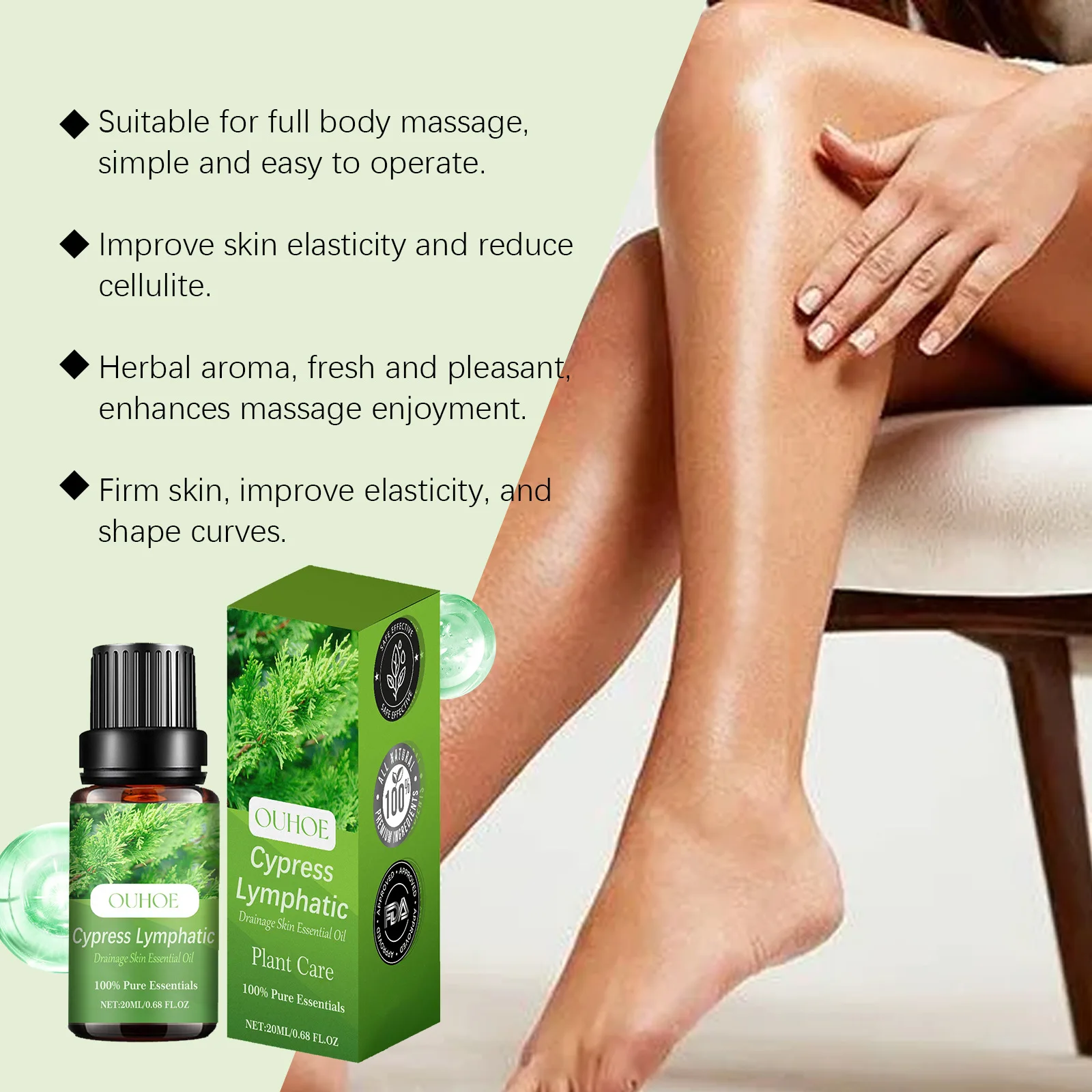 Lymphatic Drainage Oil Weight Loss Detox Fat Burning Promote Metabolism Firming Belly Thigh Body Massage Cypress Essential Oil