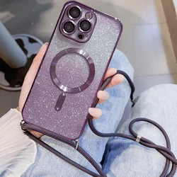 Crossbody Lanyard Full Lens Protect Case For iPhone 17 Air 15 16 16E 14 13 12 11 Pro Max Plus Magsafe Magnetic Wireless Cover
