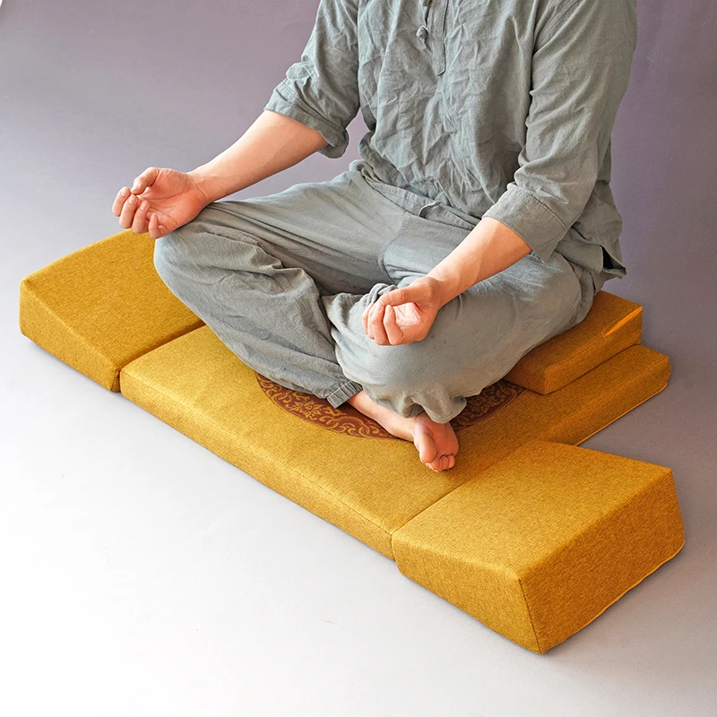 Tri-Fold Meditation Cushion Ergonomic Cushion for Yoga & Zen Portable Kneeling Seat Foldable Floor Mat for Cross-Legged Sitting